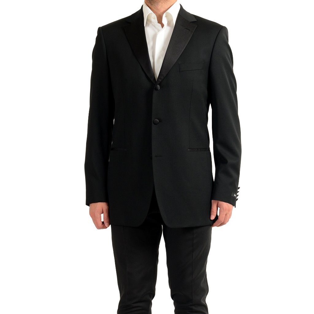 Hugo Boss Men's "Visconti" Black 100% Wool Tuxedo Suit Us 40l It 50l